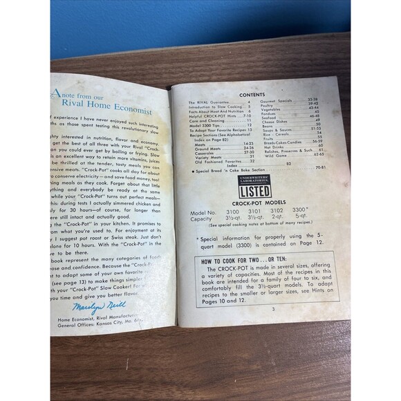 Vintage Rival Crock Pot Electric Stoneware Cooker Recipes Cookbook Cook Book - Picture 5 of 13